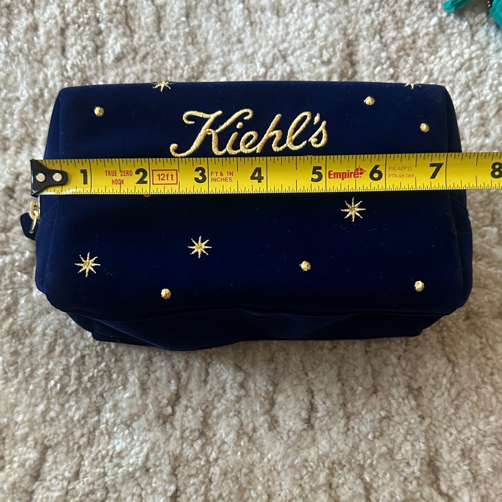 New Kiehl's Blue and Teal Cosmetic Bags with Gold Accents - Picture 4 of 8